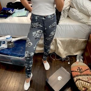 HUDSON Blue Floral Skinny Jeans